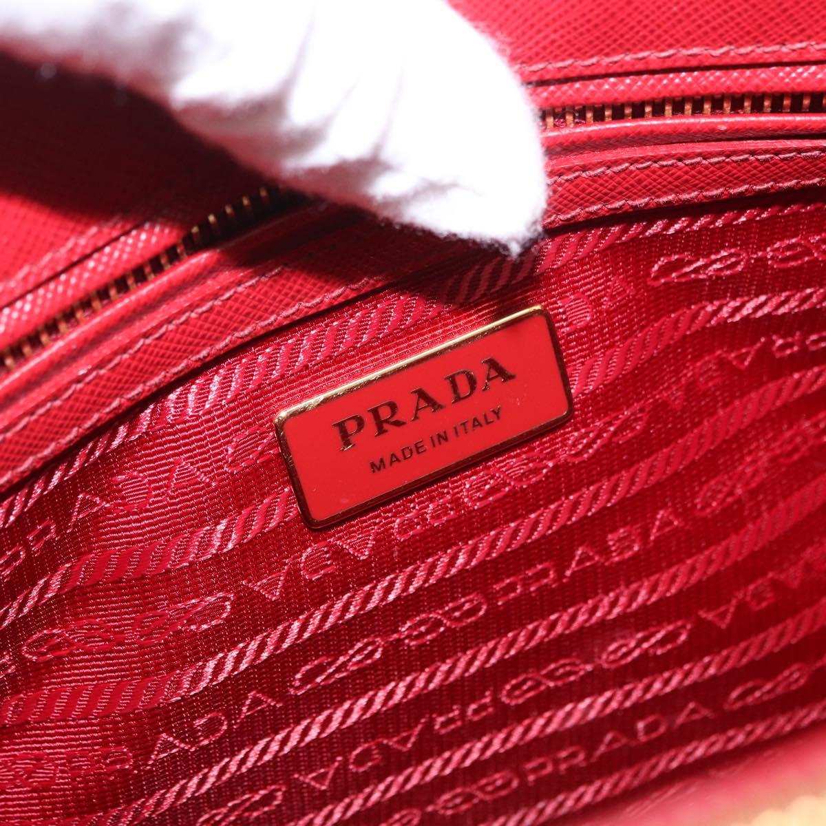 PRADA Galleria Hand Bag Saffiano leather 2way Red Gold Auth 199932V