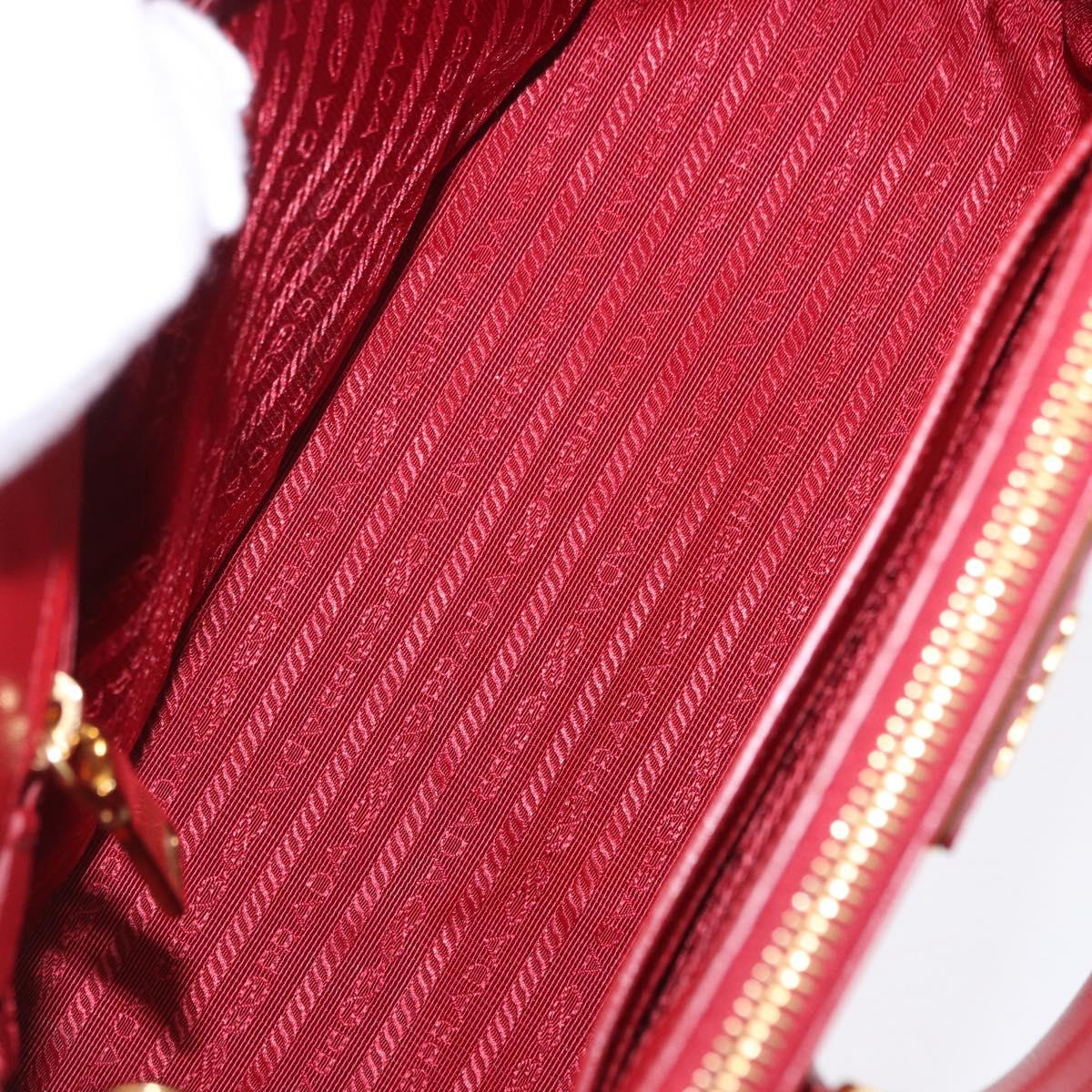PRADA Galleria Hand Bag Saffiano leather 2way Red Gold Auth 199932V