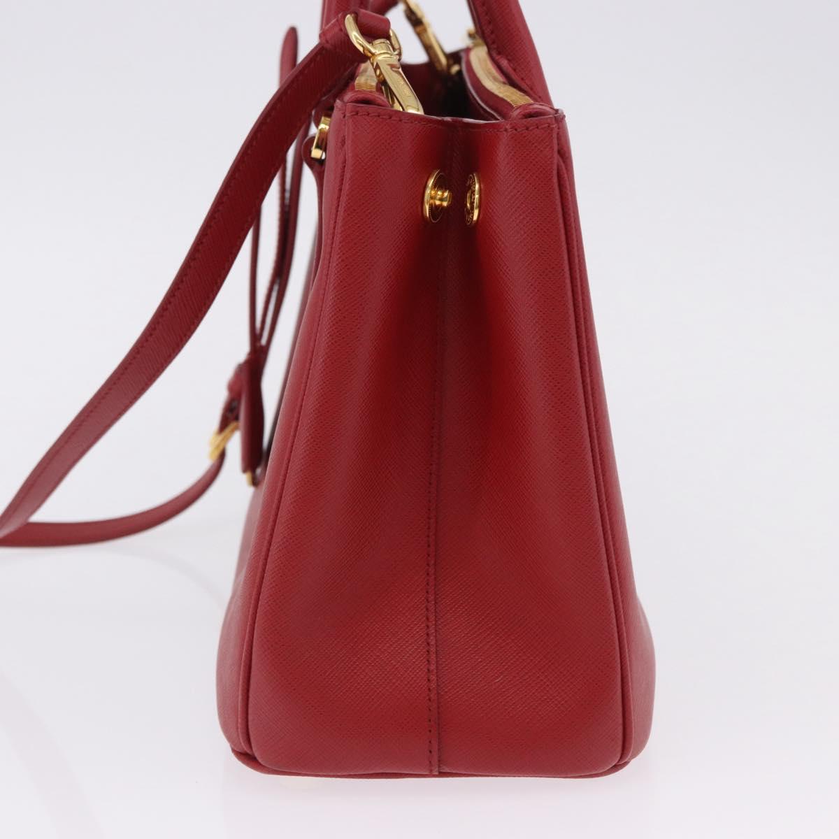 PRADA Galleria Hand Bag Saffiano leather 2way Red Gold Auth 199932V