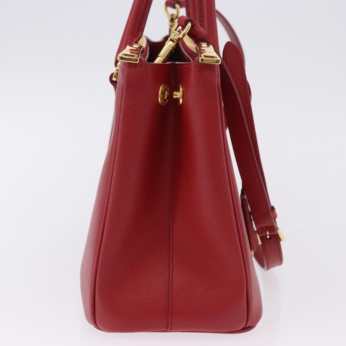 PRADA Galleria Hand Bag Saffiano leather 2way Red Gold Auth 199932V