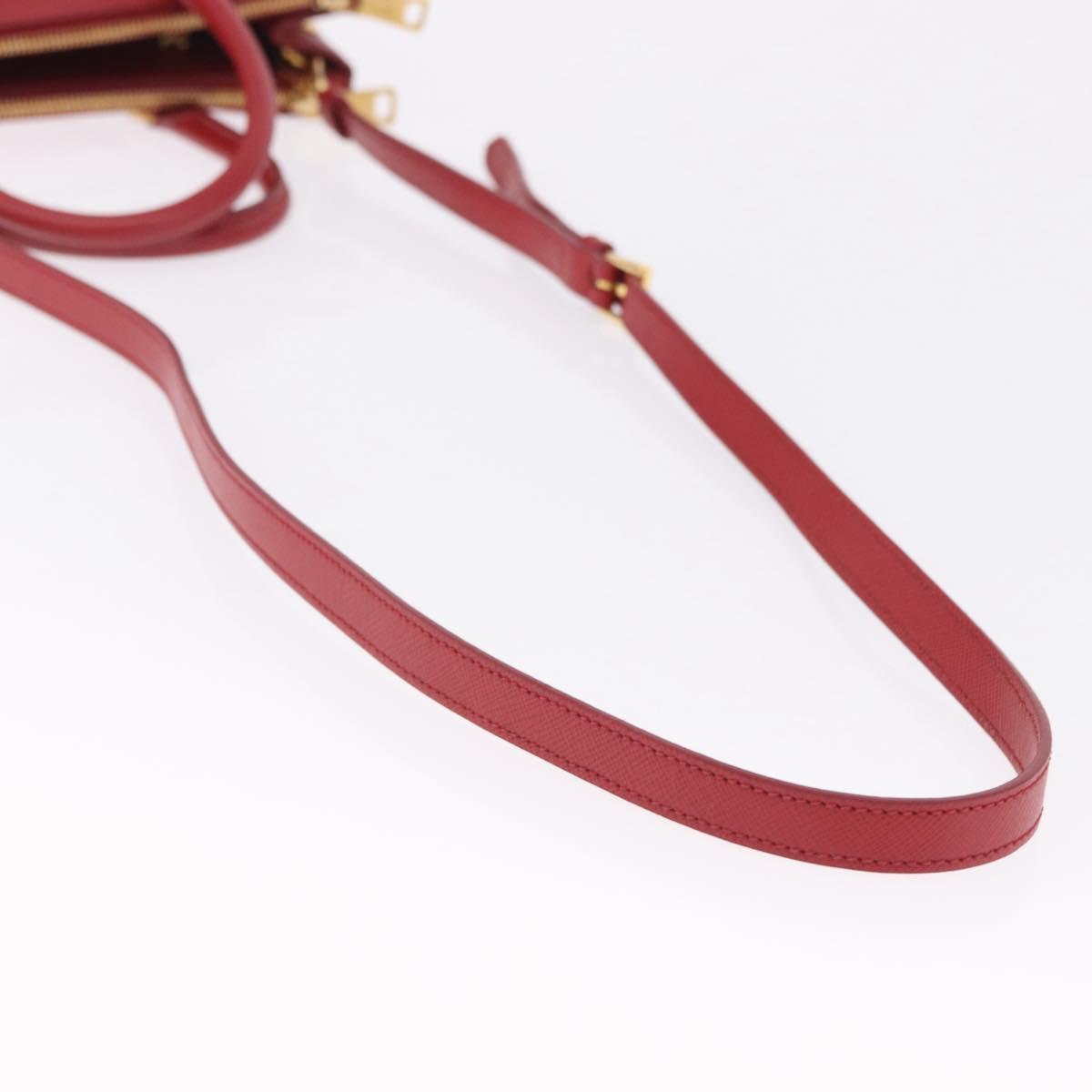 PRADA Galleria Hand Bag Saffiano leather 2way Red Gold Auth 199932V