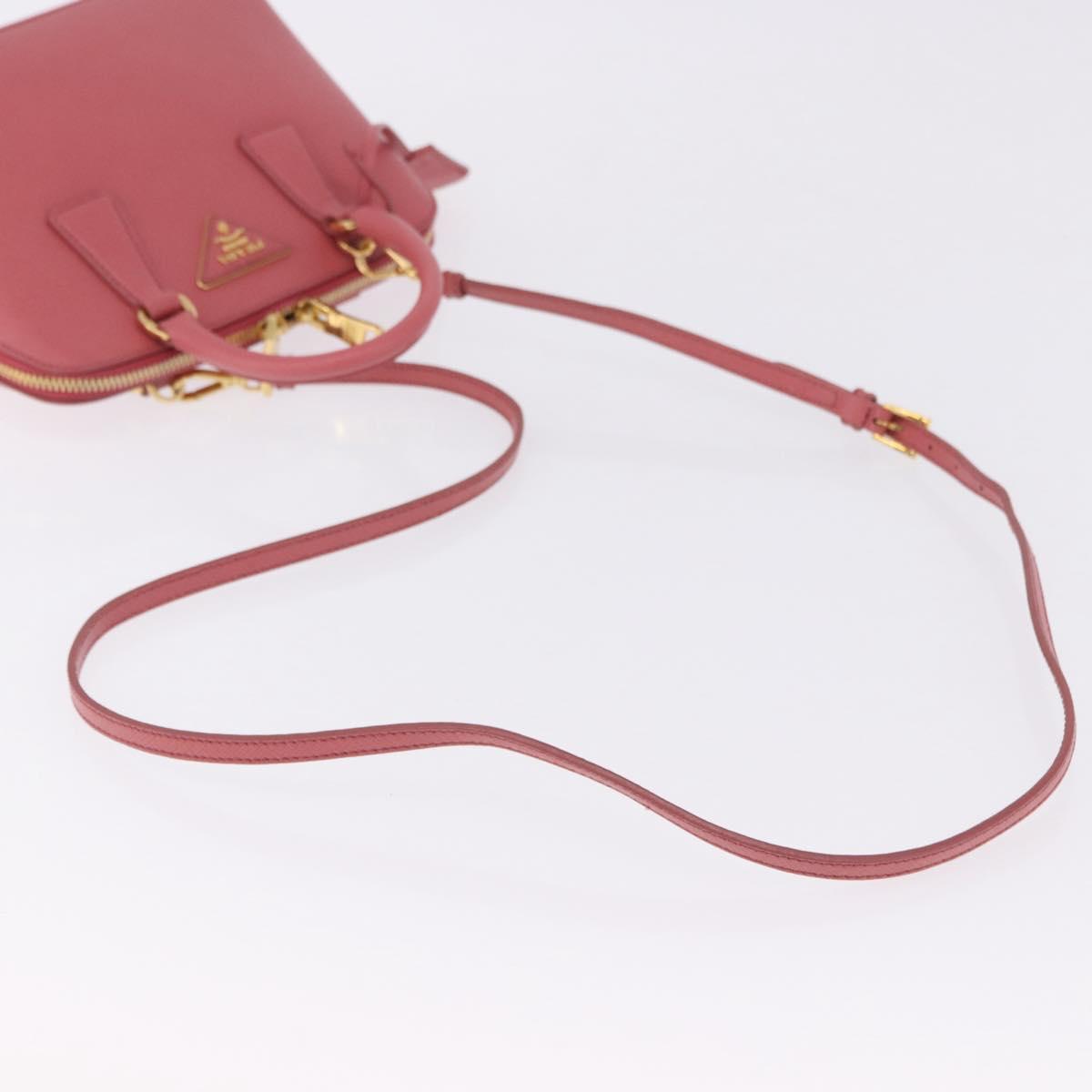 PRADA Galleria Hand Bag Saffiano 2way Pink Gold Auth 199933V