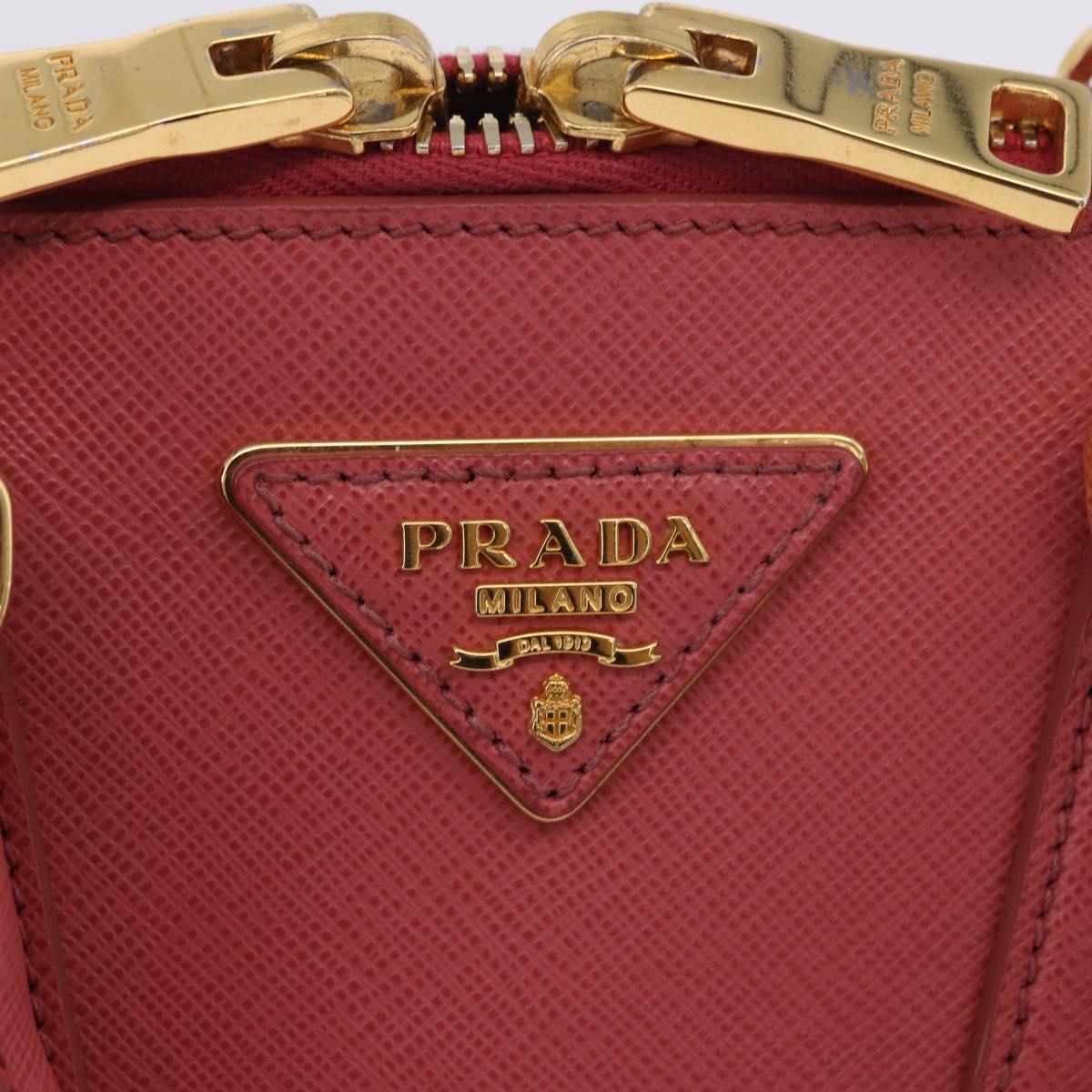 PRADA Galleria Hand Bag Saffiano 2way Pink Gold Auth 199933V