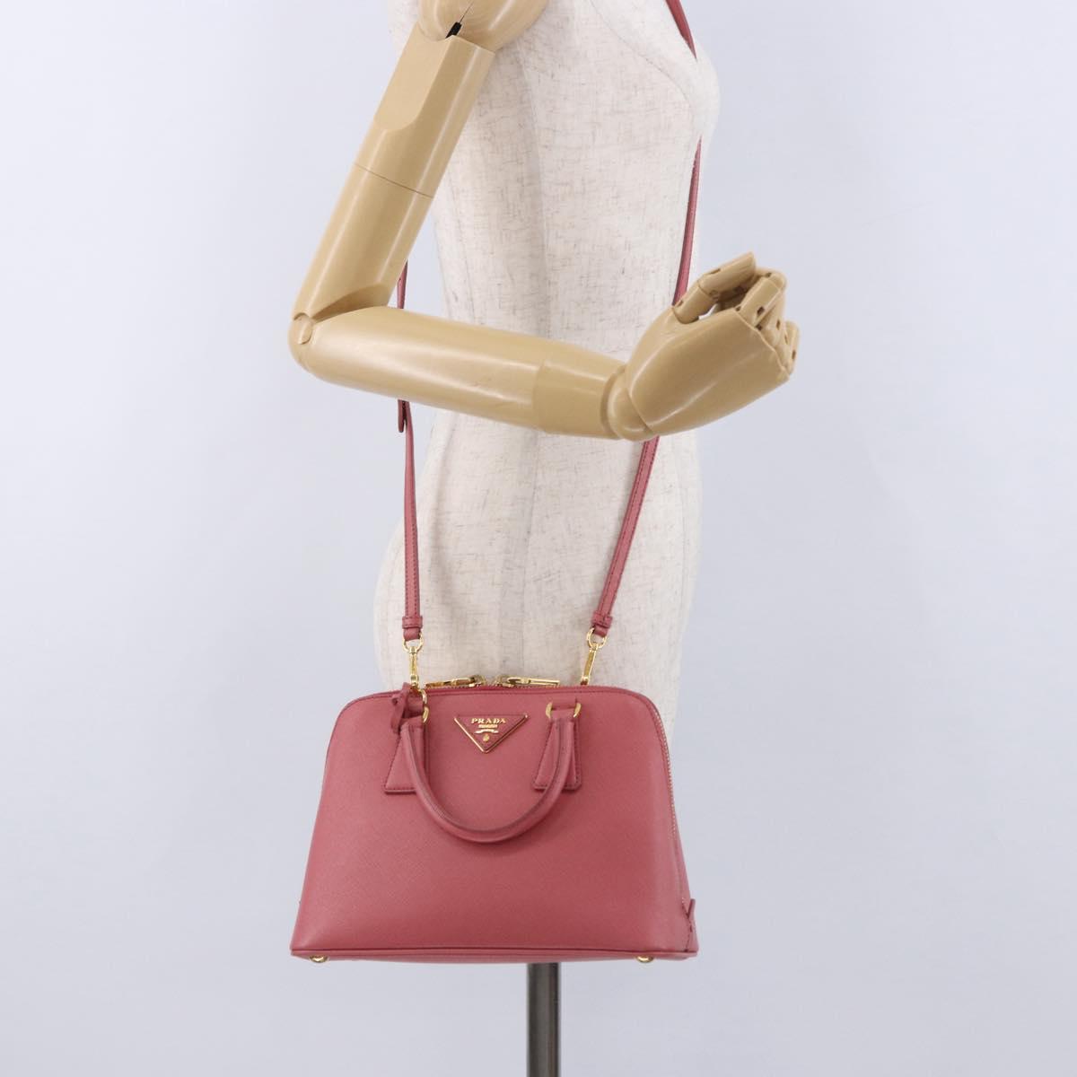 PRADA Galleria Hand Bag Saffiano 2way Pink Gold Auth 199933V