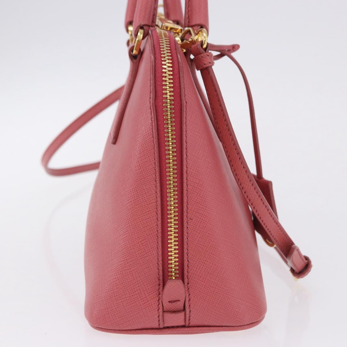 PRADA Galleria Hand Bag Saffiano 2way Pink Gold Auth 199933V