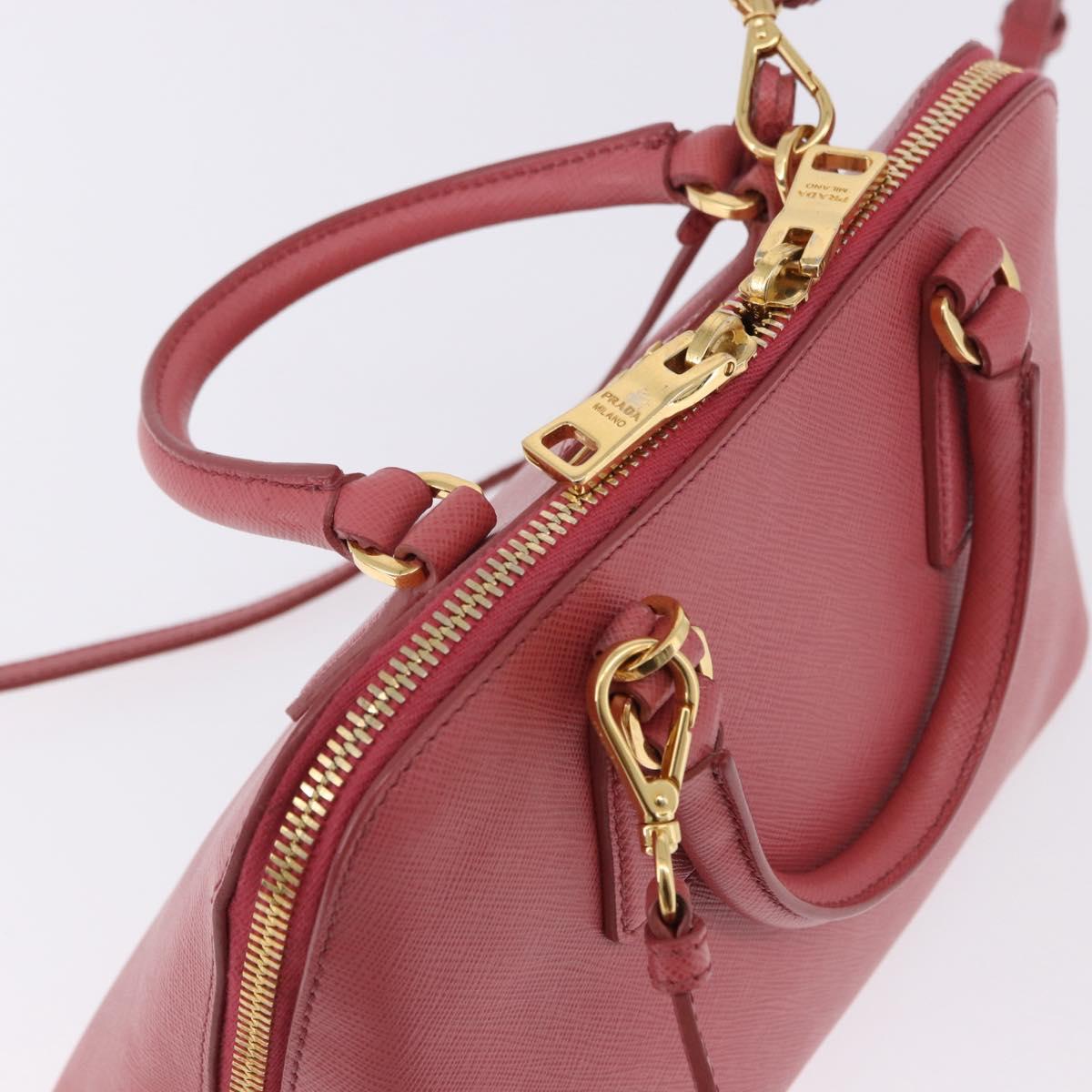 PRADA Galleria Hand Bag Saffiano 2way Pink Gold Auth 199933V