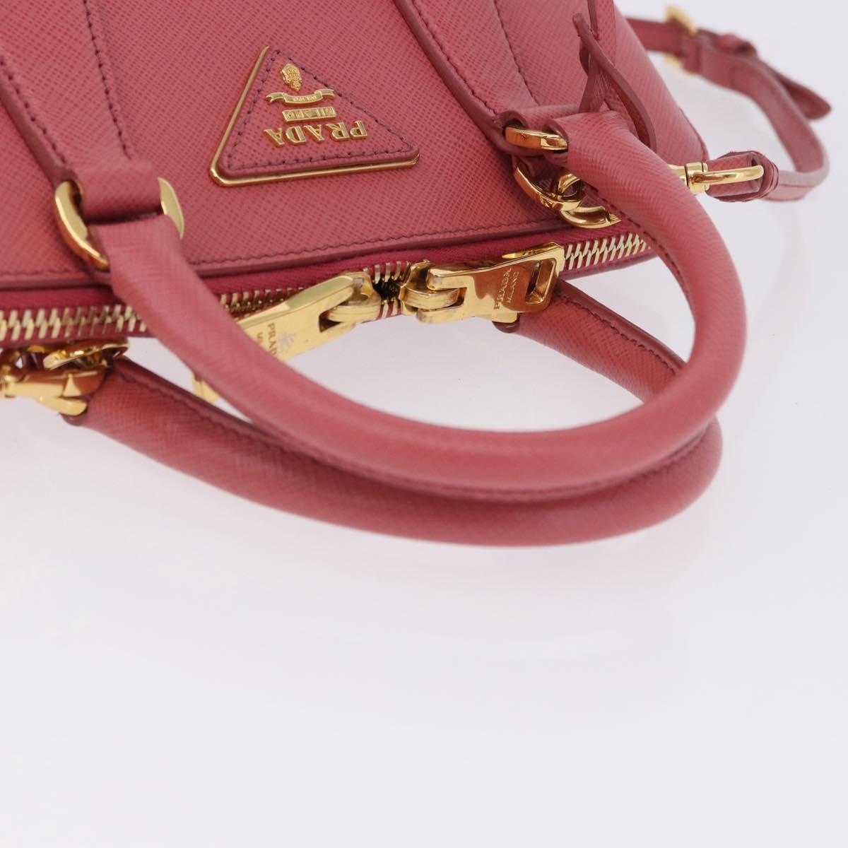 PRADA Galleria Hand Bag Saffiano 2way Pink Gold Auth 199933V