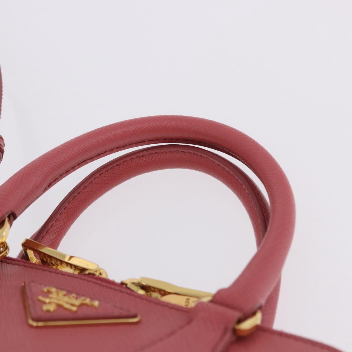 PRADA Galleria Hand Bag Saffiano 2way Pink Gold Auth 199933V