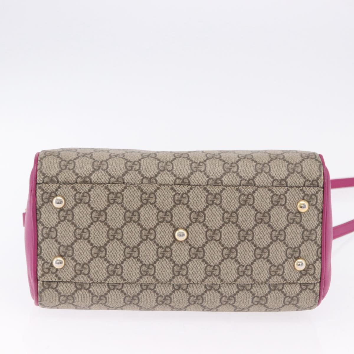 GUCCI GG Supreme Hand Bag PVC 2way Beige Gold 409529 Auth 199935A