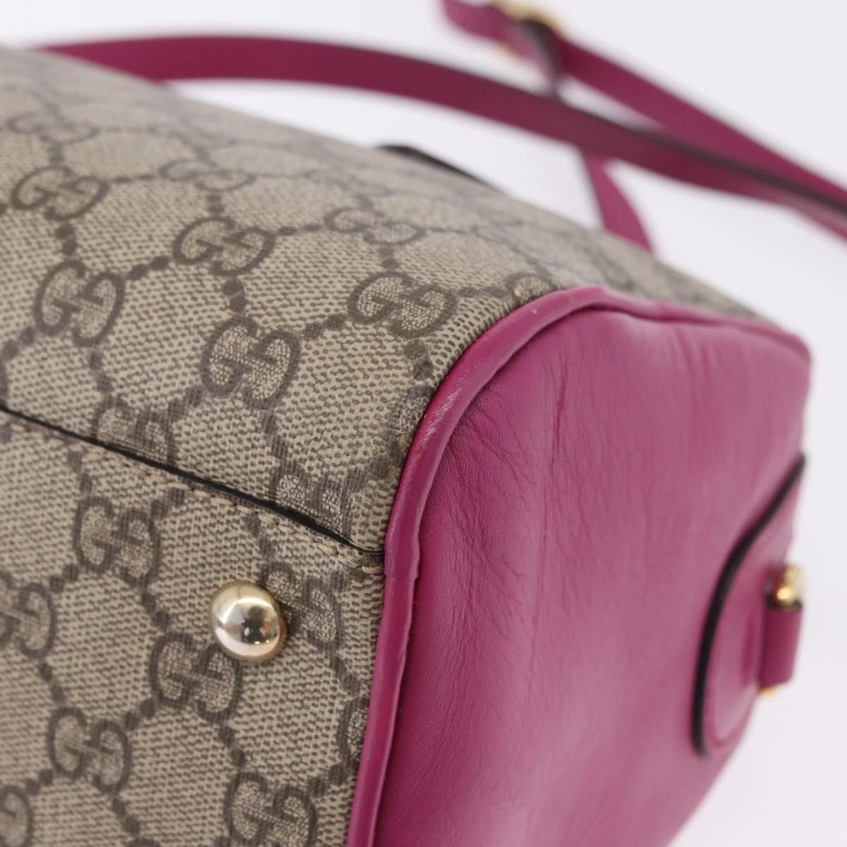 GUCCI GG Supreme Hand Bag PVC 2way Beige Gold 409529 Auth 199935A