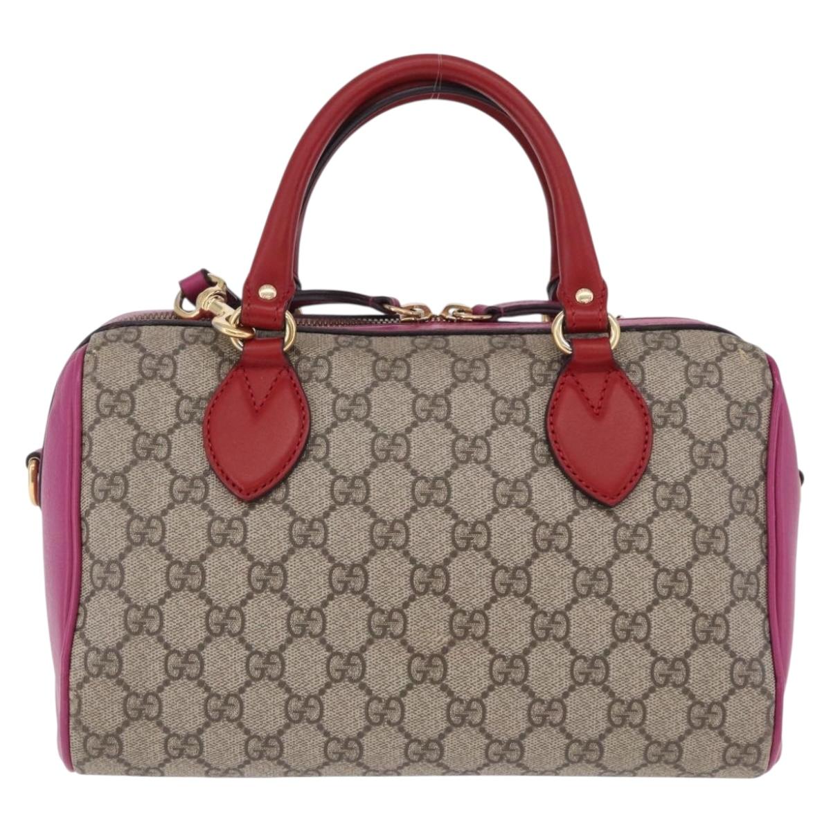 GUCCI GG Supreme Hand Bag PVC 2way Beige Gold 409529 Auth 199935A