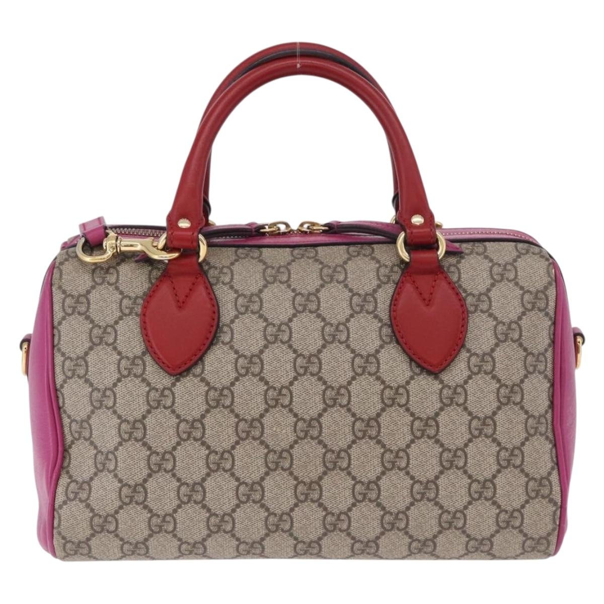 GUCCI GG Supreme Hand Bag PVC 2way Beige Gold 409529 Auth 199935A