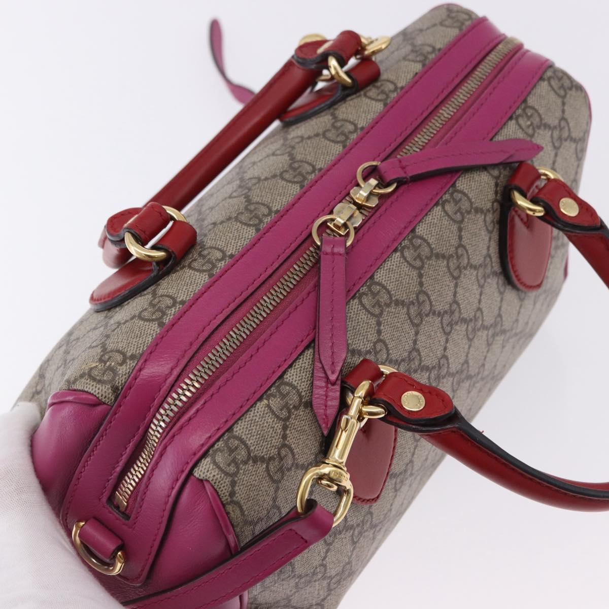 GUCCI GG Supreme Hand Bag PVC 2way Beige Gold 409529 Auth 199935A