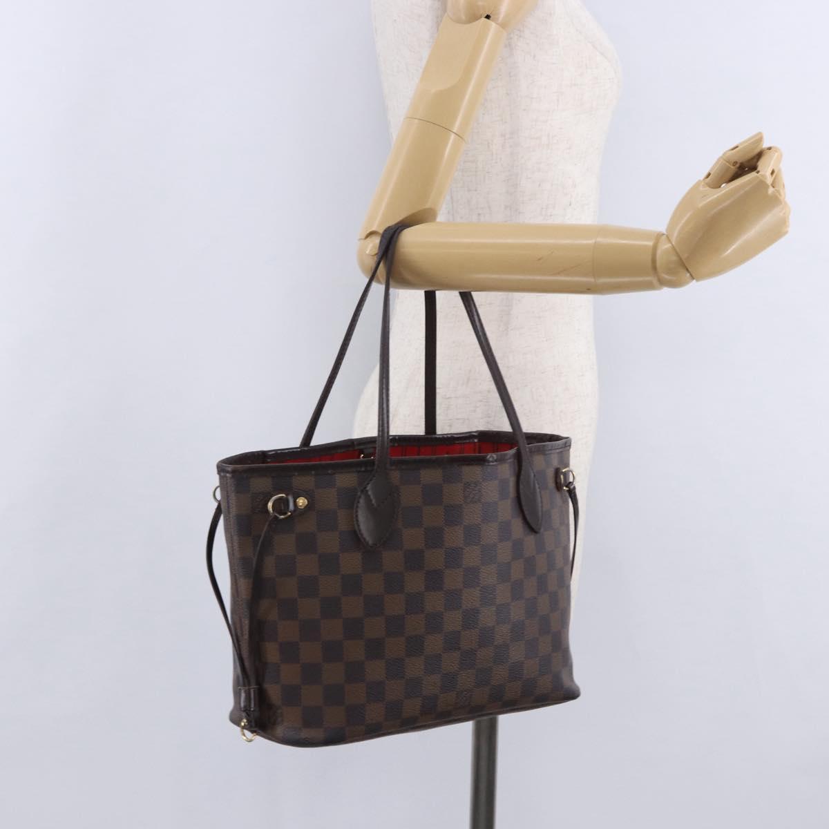 LOUIS VUITTON Damier Ebene Neverfull PM Tote Bag N51109 LV Auth 199936A