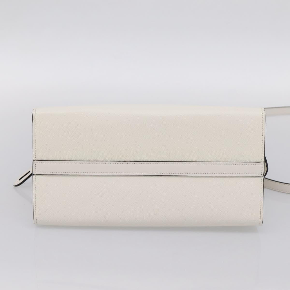 PRADA Galleria Esplanade Hand Bag Saffiano 2way White Gold Auth 199939M