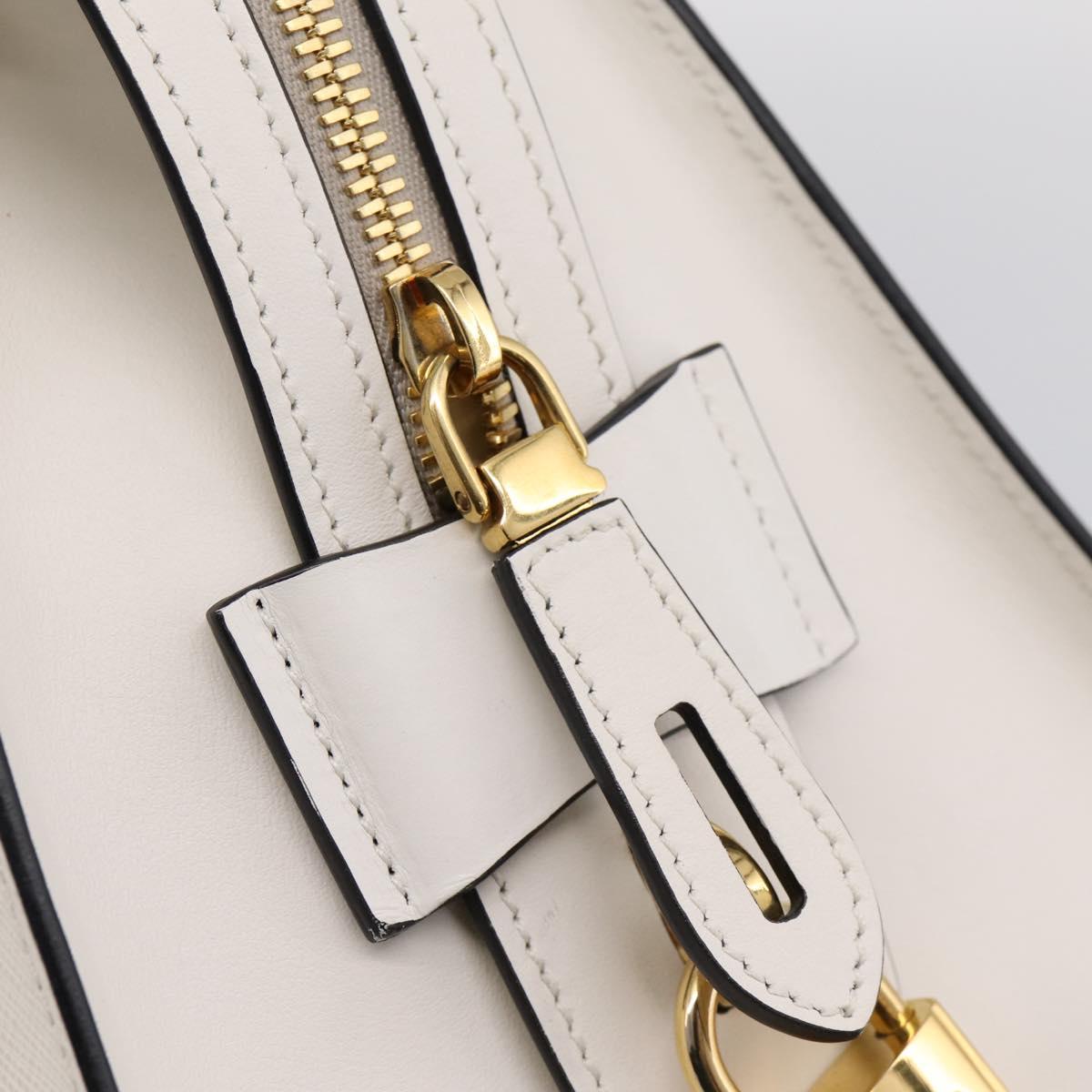 PRADA Galleria Esplanade Hand Bag Saffiano 2way White Gold Auth 199939M