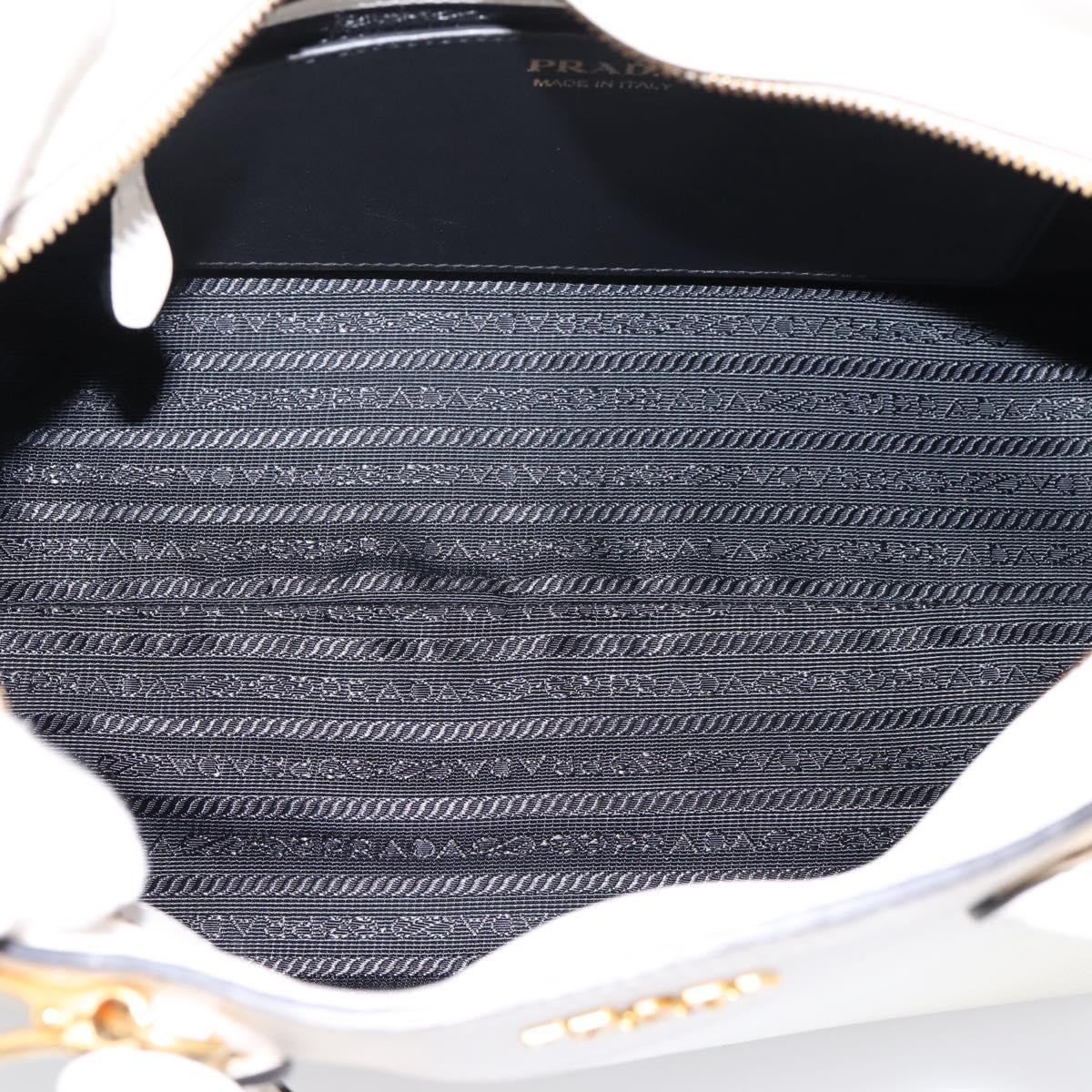 PRADA Galleria Esplanade Hand Bag Saffiano 2way White Gold Auth 199939M