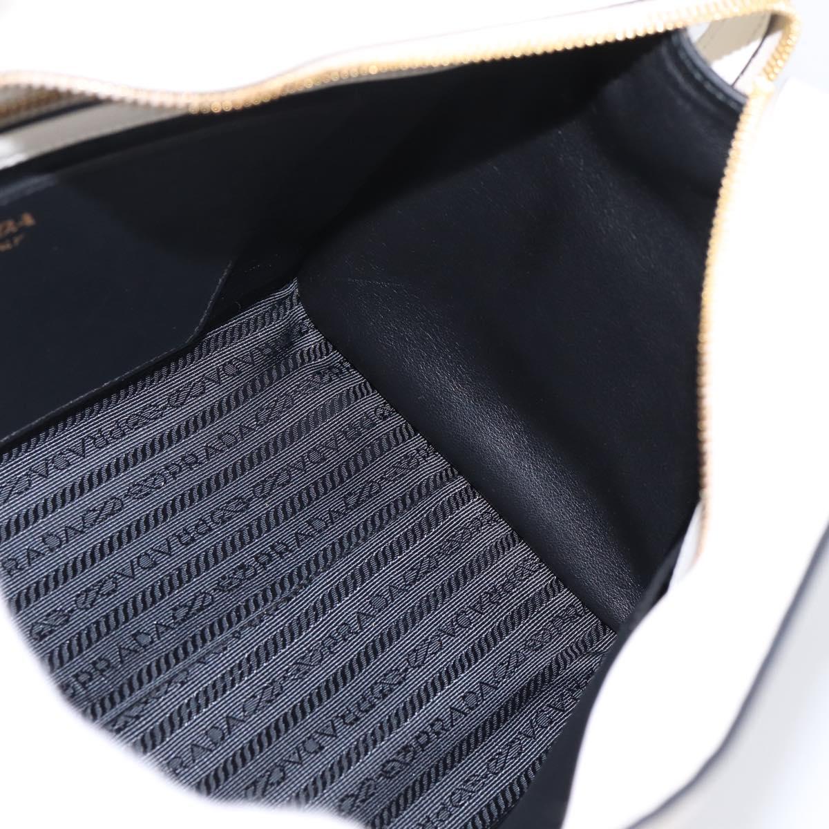 PRADA Galleria Esplanade Hand Bag Saffiano 2way White Gold Auth 199939M