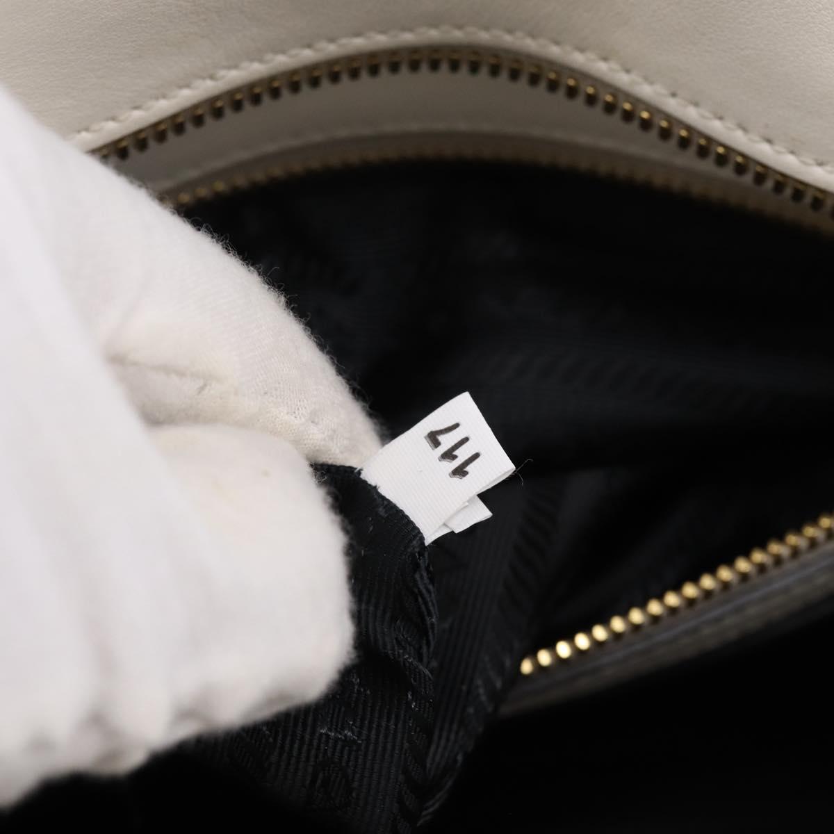 PRADA Galleria Esplanade Hand Bag Saffiano 2way White Gold Auth 199939M