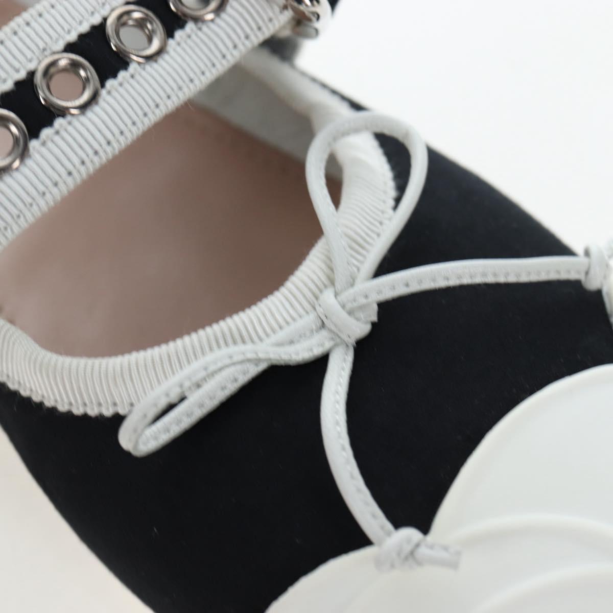 Miu Miu Ballet Shoes Canvas 36.5 Black White Auth 199940M