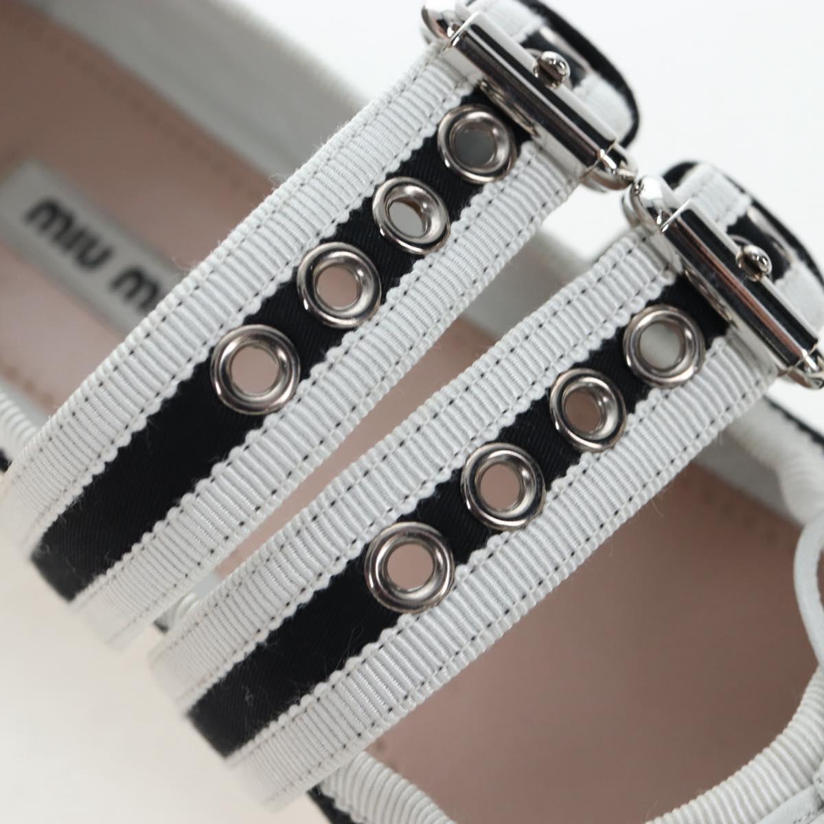 Miu Miu Ballet Shoes Canvas 36.5 Black White Auth 199940M