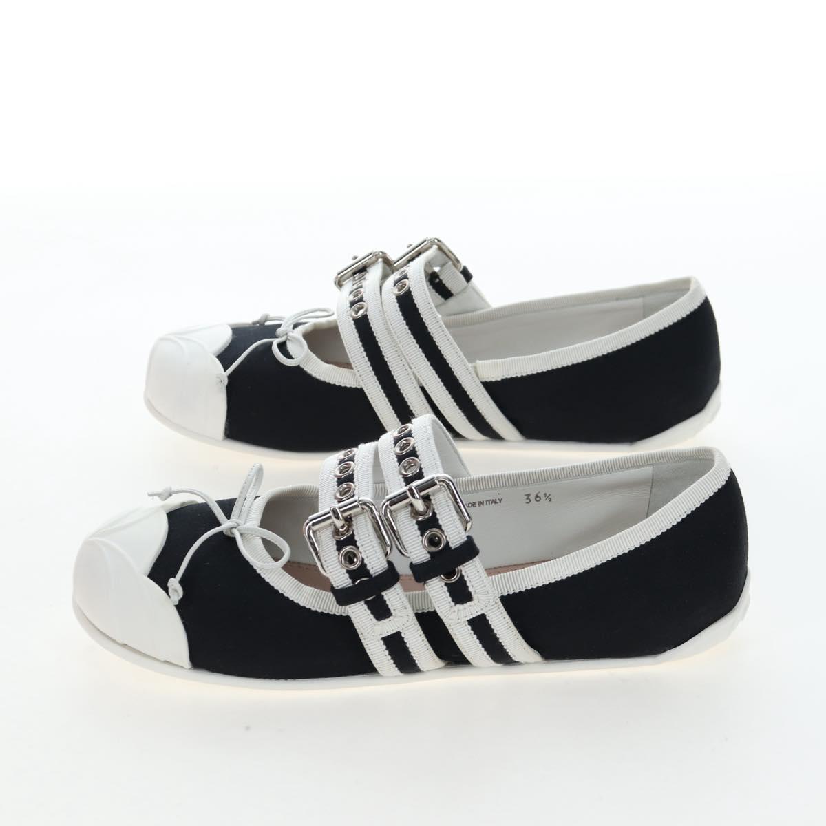 Miu Miu Ballet Shoes Canvas 36.5 Black White Auth 199940M