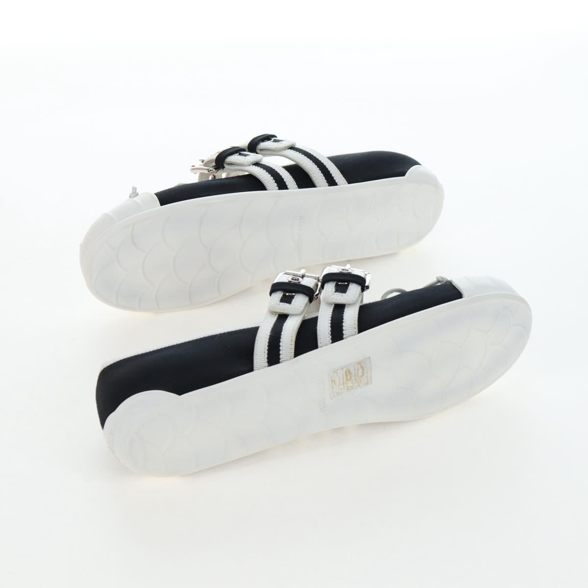 Miu Miu Ballet Shoes Canvas 36.5 Black White Auth 199940M