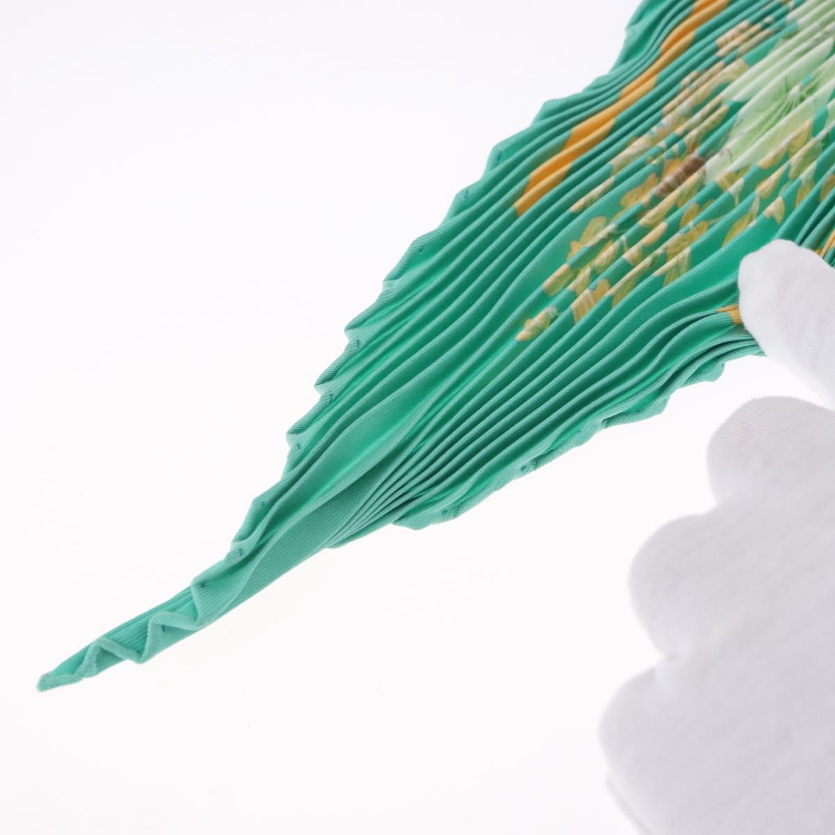 HERMES Pleated Carre 90 Scarf ""LA PRAiRiE"" Silk Green Auth 199941
