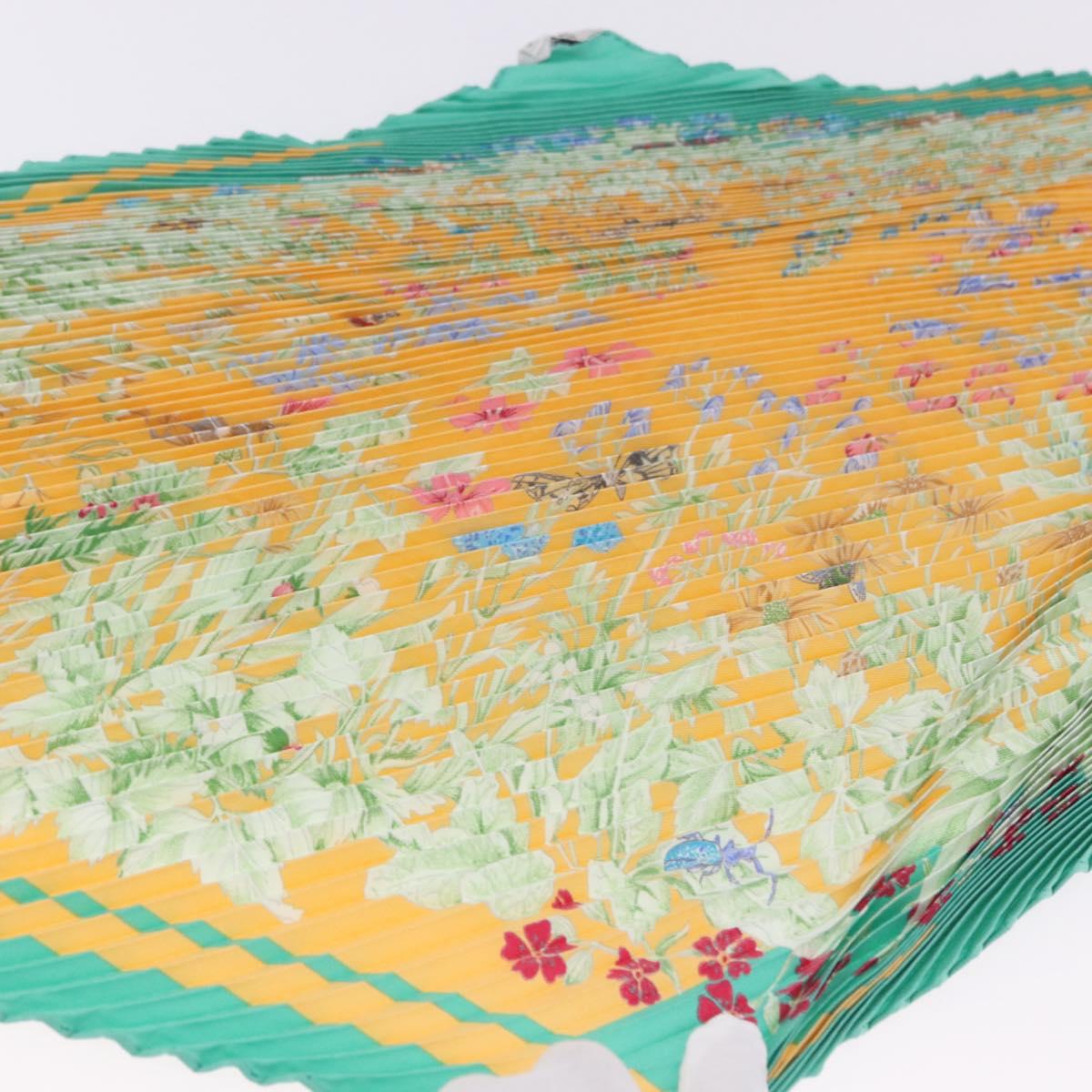 HERMES Pleated Carre 90 Scarf ""LA PRAiRiE"" Silk Green Auth 199941