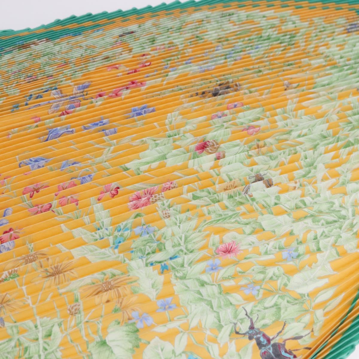 HERMES Pleated Carre 90 Scarf ""LA PRAiRiE"" Silk Green Auth 199941
