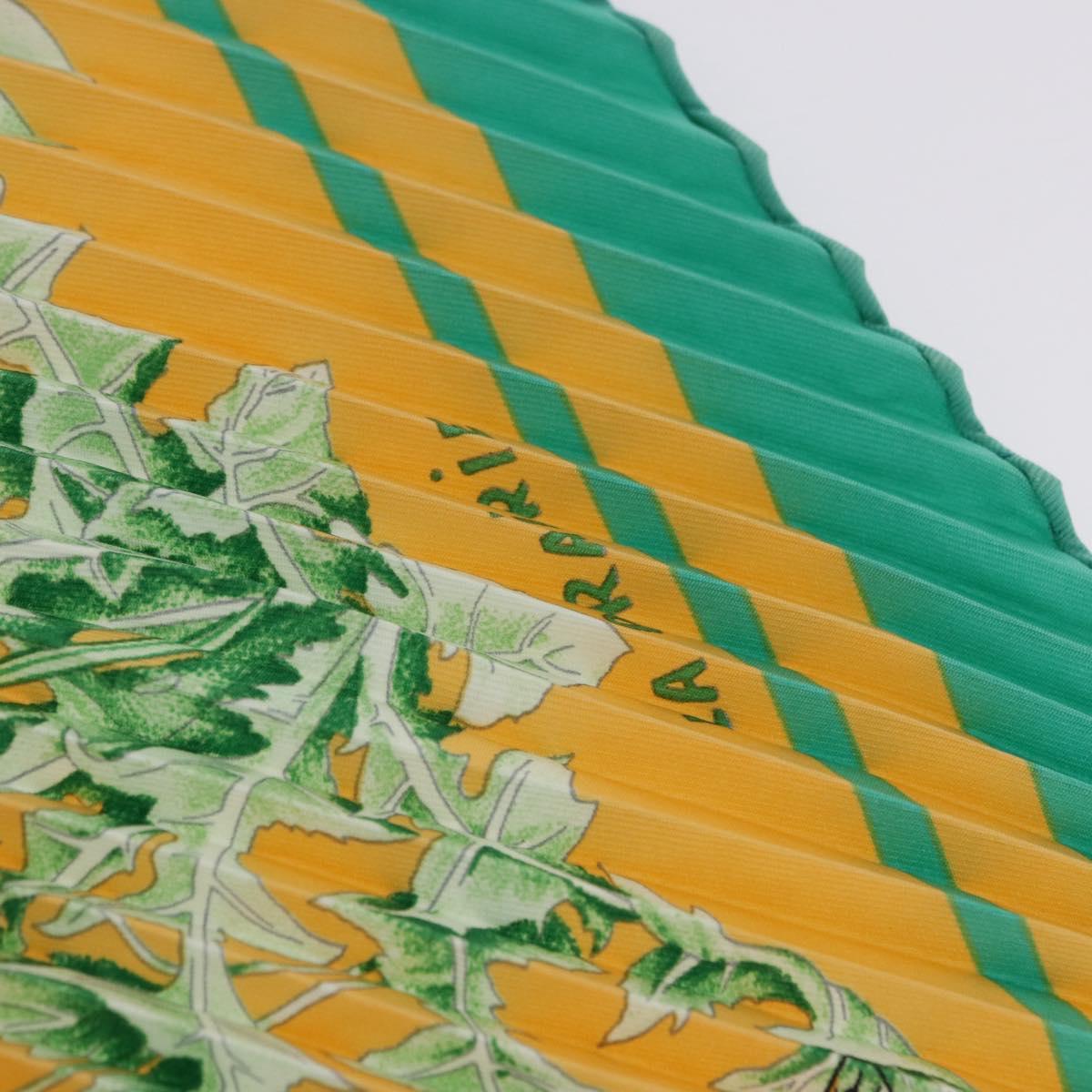 HERMES Pleated Carre 90 Scarf ""LA PRAiRiE"" Silk Green Auth 199941
