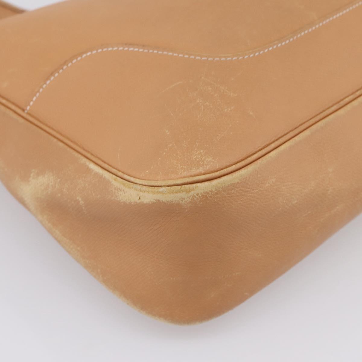 HERMES Trim 38 Shoulder Bag Leather Beige Gold Auth 199943A
