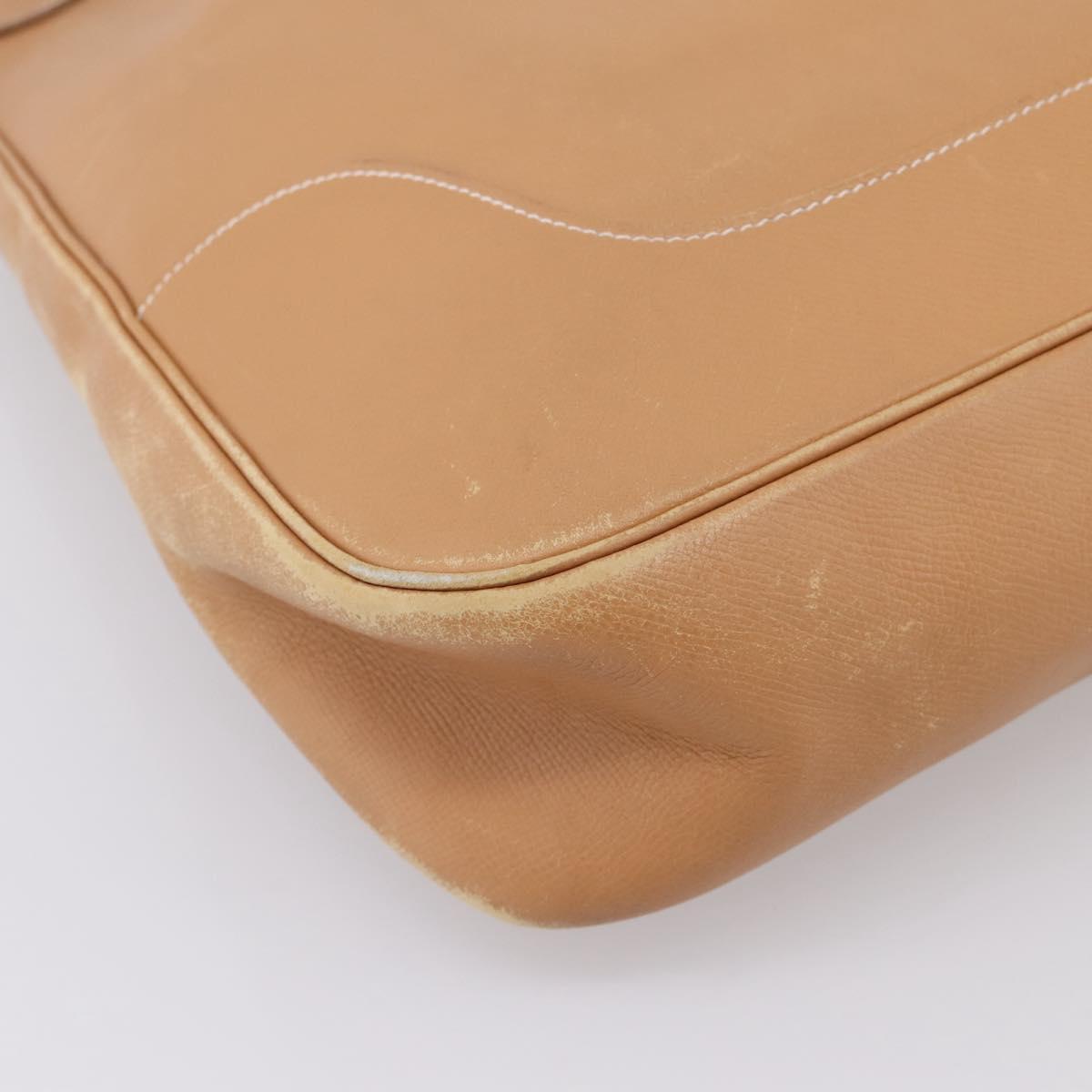 HERMES Trim 38 Shoulder Bag Leather Beige Gold Auth 199943A
