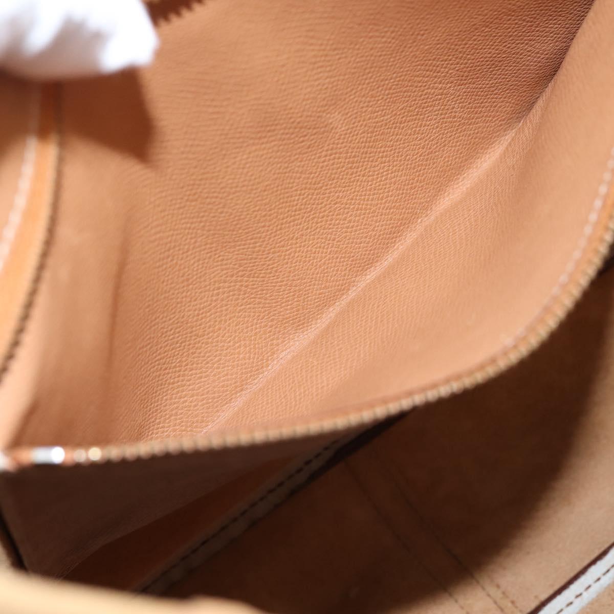 HERMES Trim 38 Shoulder Bag Leather Beige Gold Auth 199943A