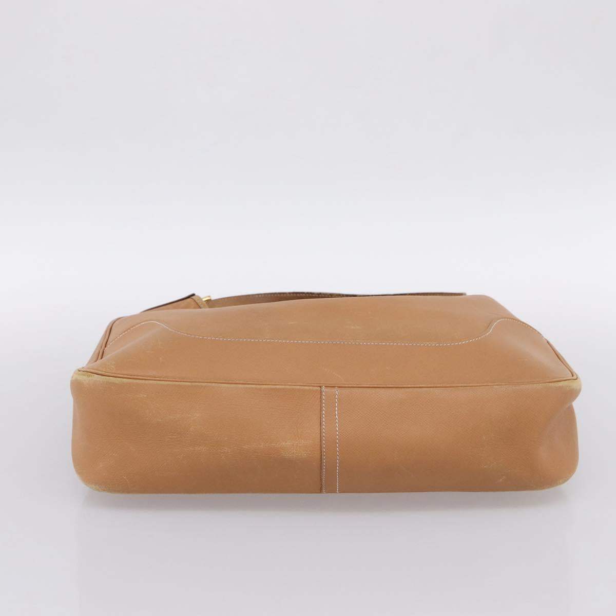 HERMES Trim 38 Shoulder Bag Leather Beige Gold Auth 199943A