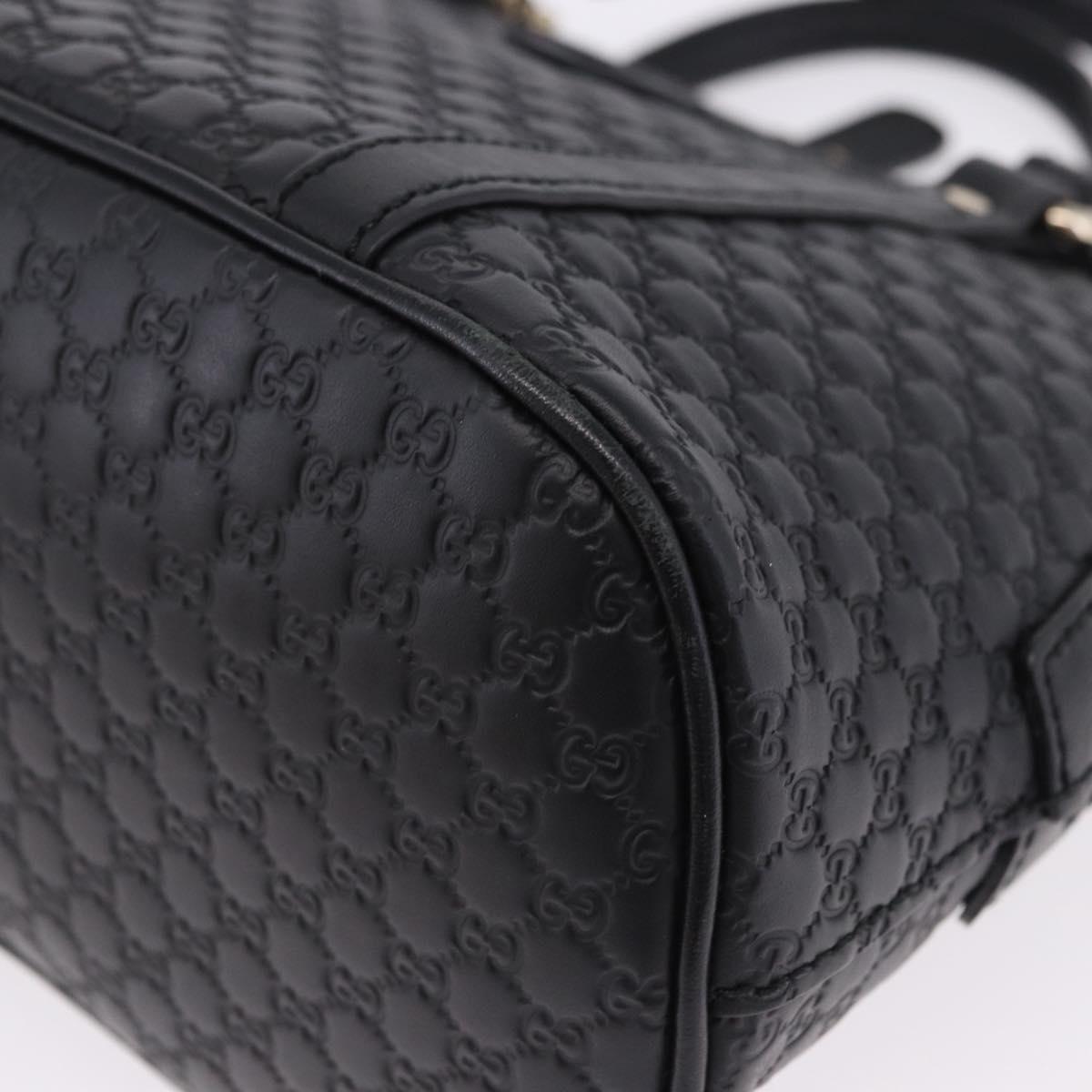 GUCCI Micro GG Canvas Guccissima Bag Leather 2way Black Gold 449654 Auth 199947V