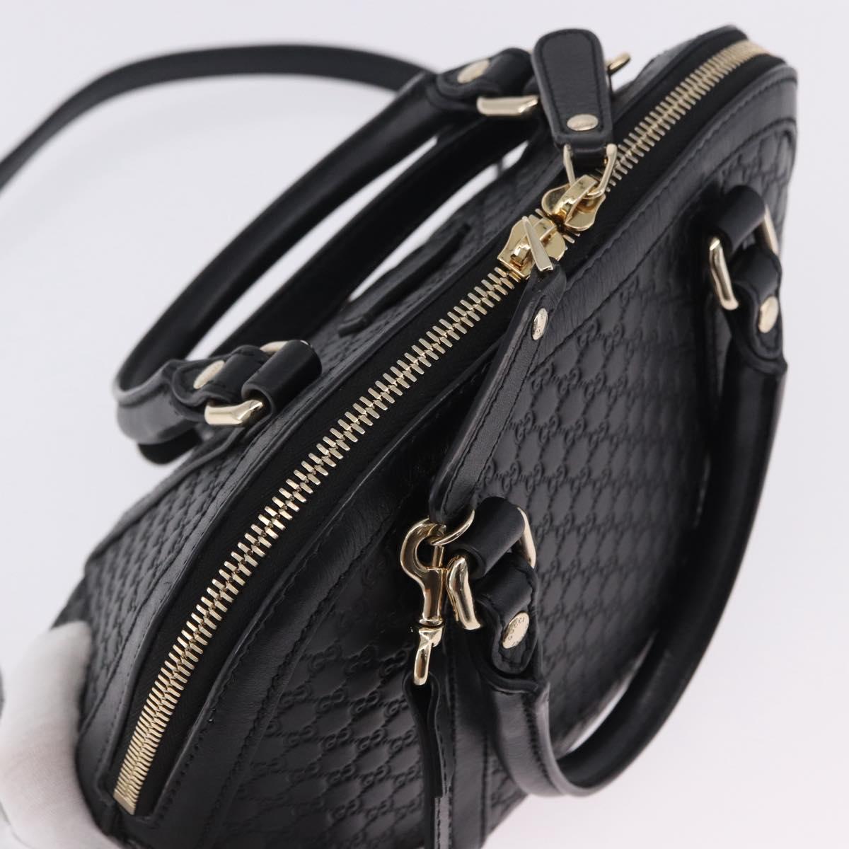 GUCCI Micro GG Canvas Guccissima Bag Leather 2way Black Gold 449654 Auth 199947V