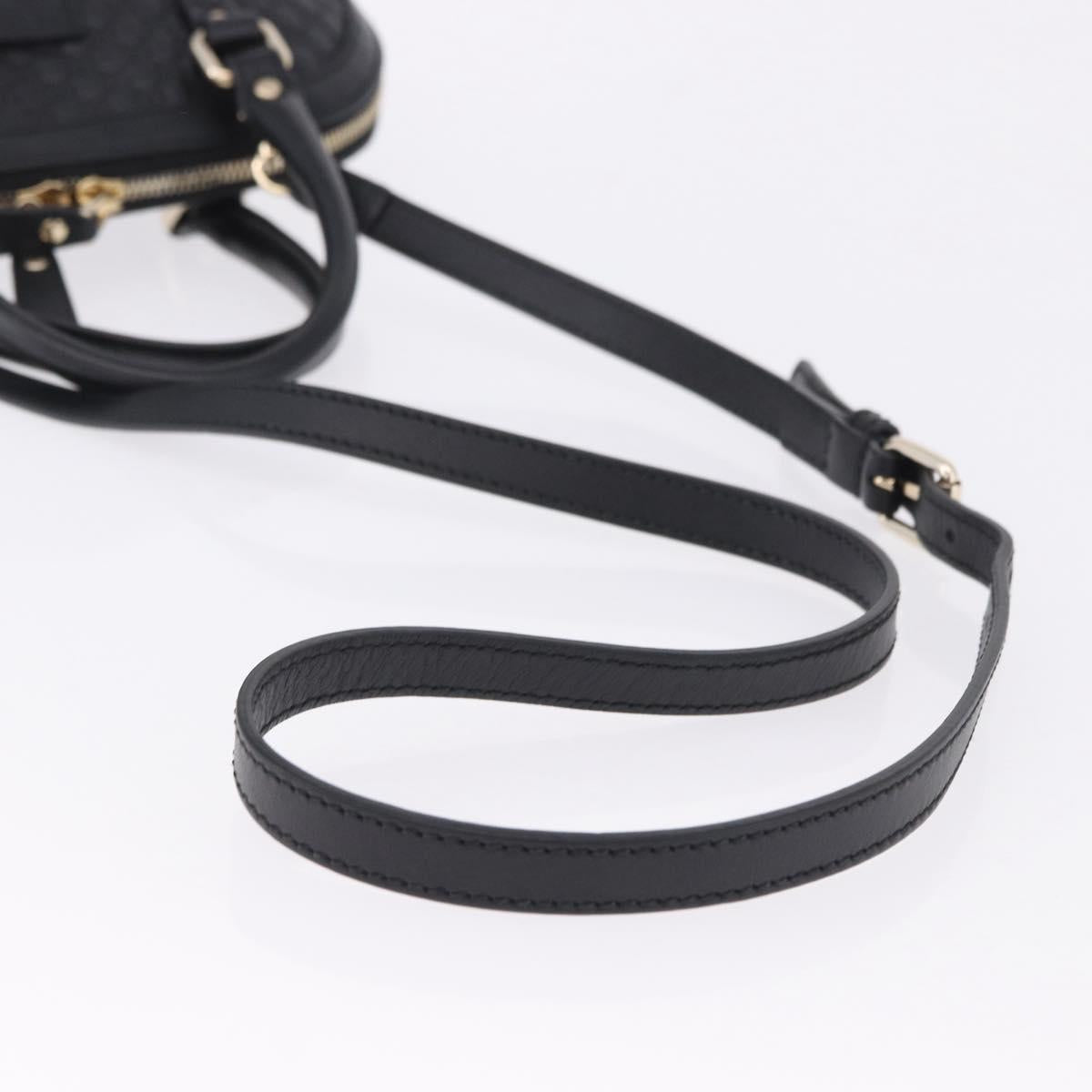 GUCCI Micro GG Canvas Guccissima Bag Leather 2way Black Gold 449654 Auth 199947V