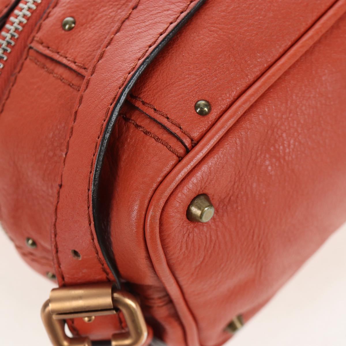 Chloe Paddington Tote Bag Leather Orange Gold Silver Auth 199949V