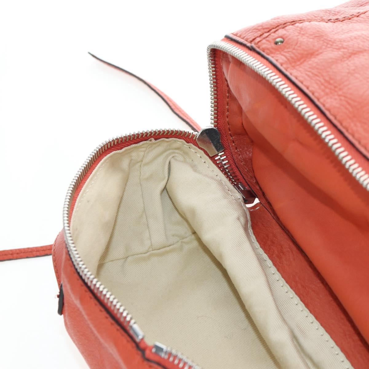 Chloe Paddington Tote Bag Leather Orange Gold Silver Auth 199949V