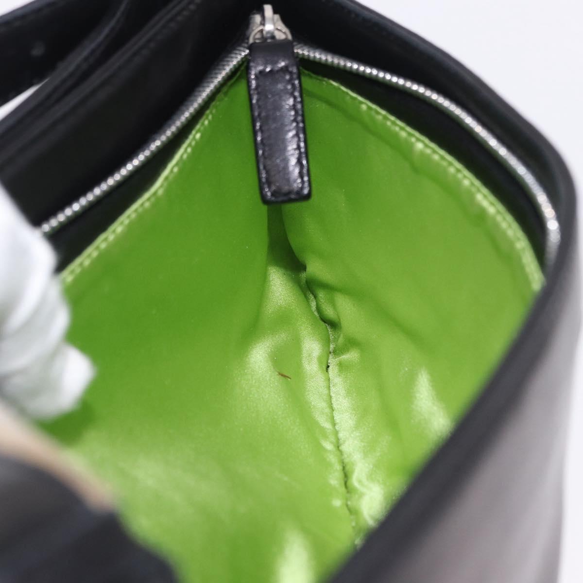 FENDI Mamma Baguette Shoulder Bag Leather Black Silver Auth 199954A