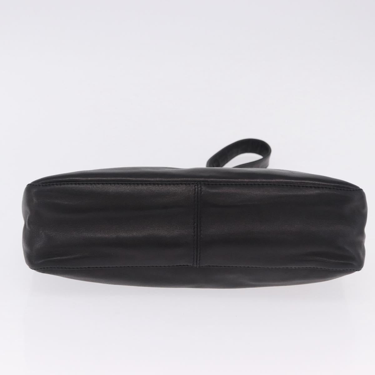 FENDI Mamma Baguette Shoulder Bag Leather Black Silver Auth 199954A