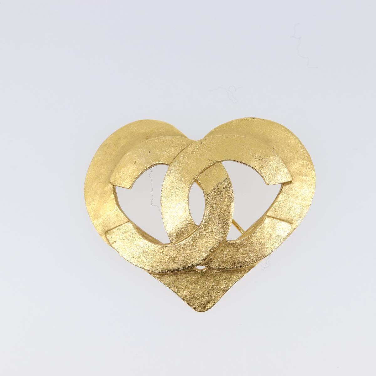 CHANEL Brooch metal Gold Tone CC Auth 199959V