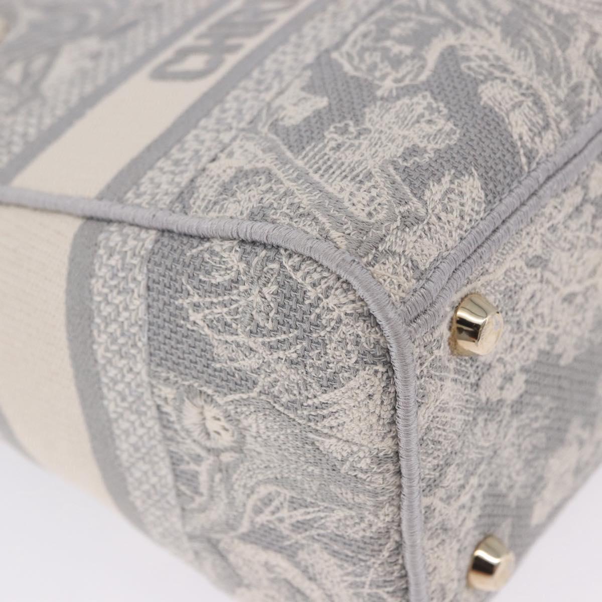 Christian Dior Lady Delight Hand Bag Canvas 2way Gray Gold Auth 199963SAM