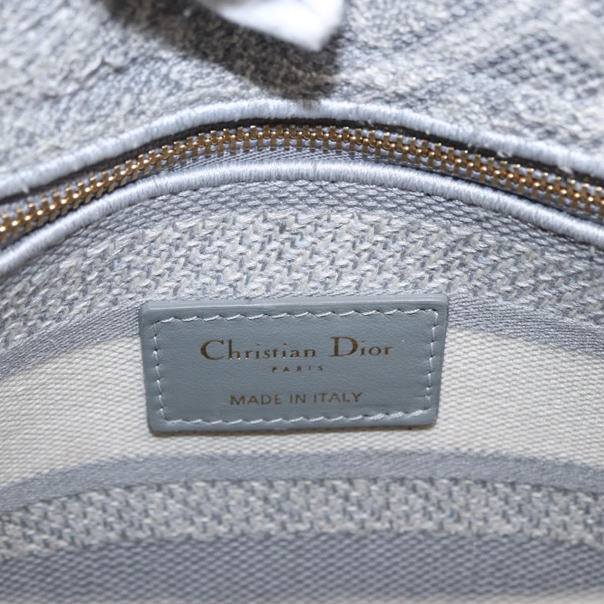Christian Dior Lady Delight Hand Bag Canvas 2way Gray Gold Auth 199963SAM