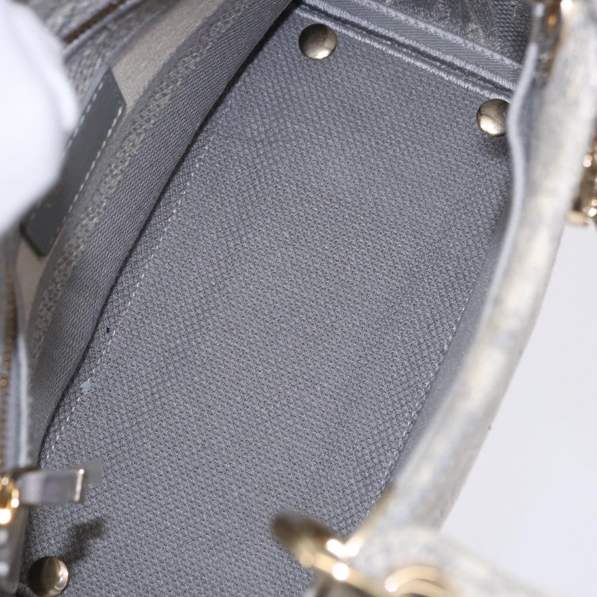 Christian Dior Lady Delight Hand Bag Canvas 2way Gray Gold Auth 199963SAM