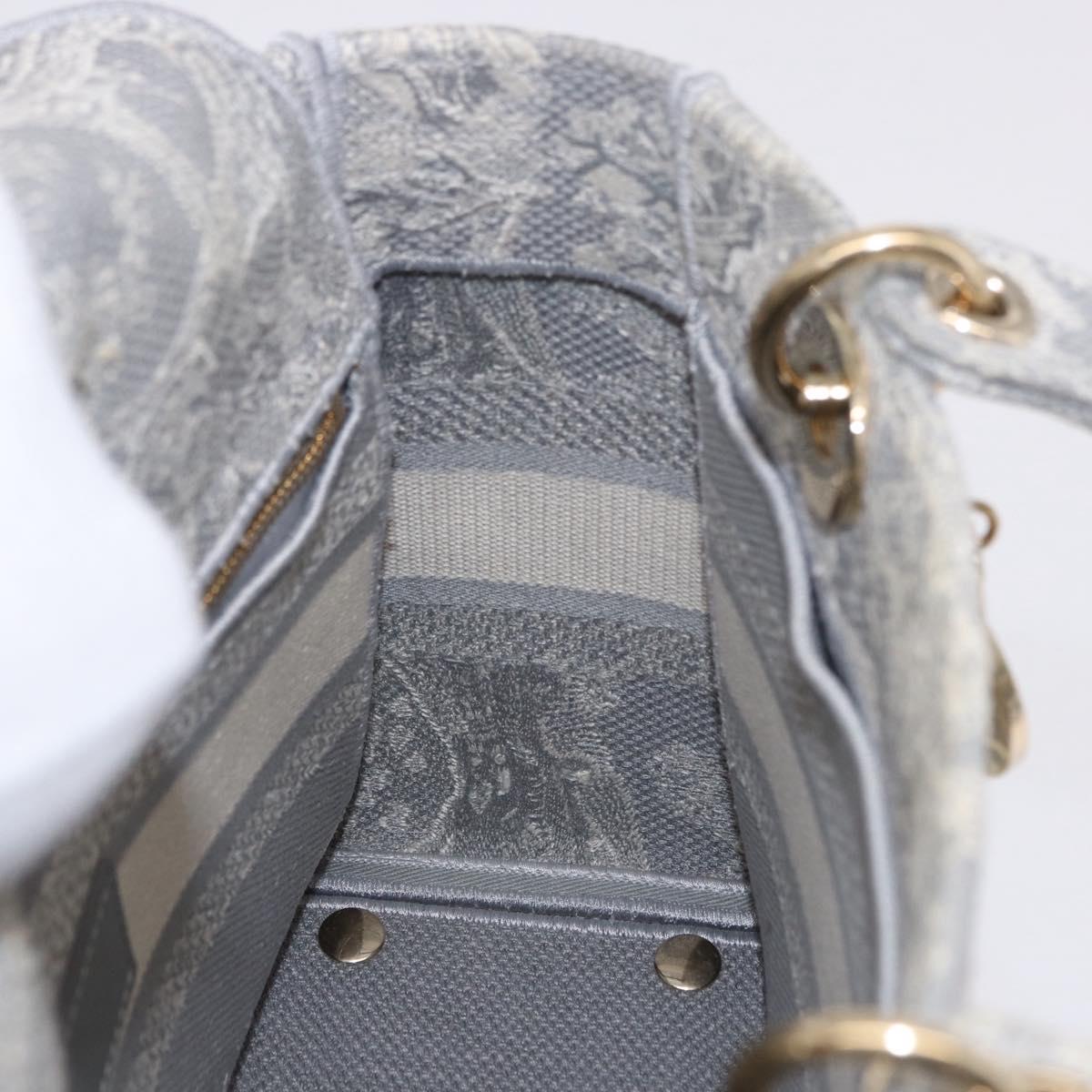 Christian Dior Lady Delight Hand Bag Canvas 2way Gray Gold Auth 199963SAM
