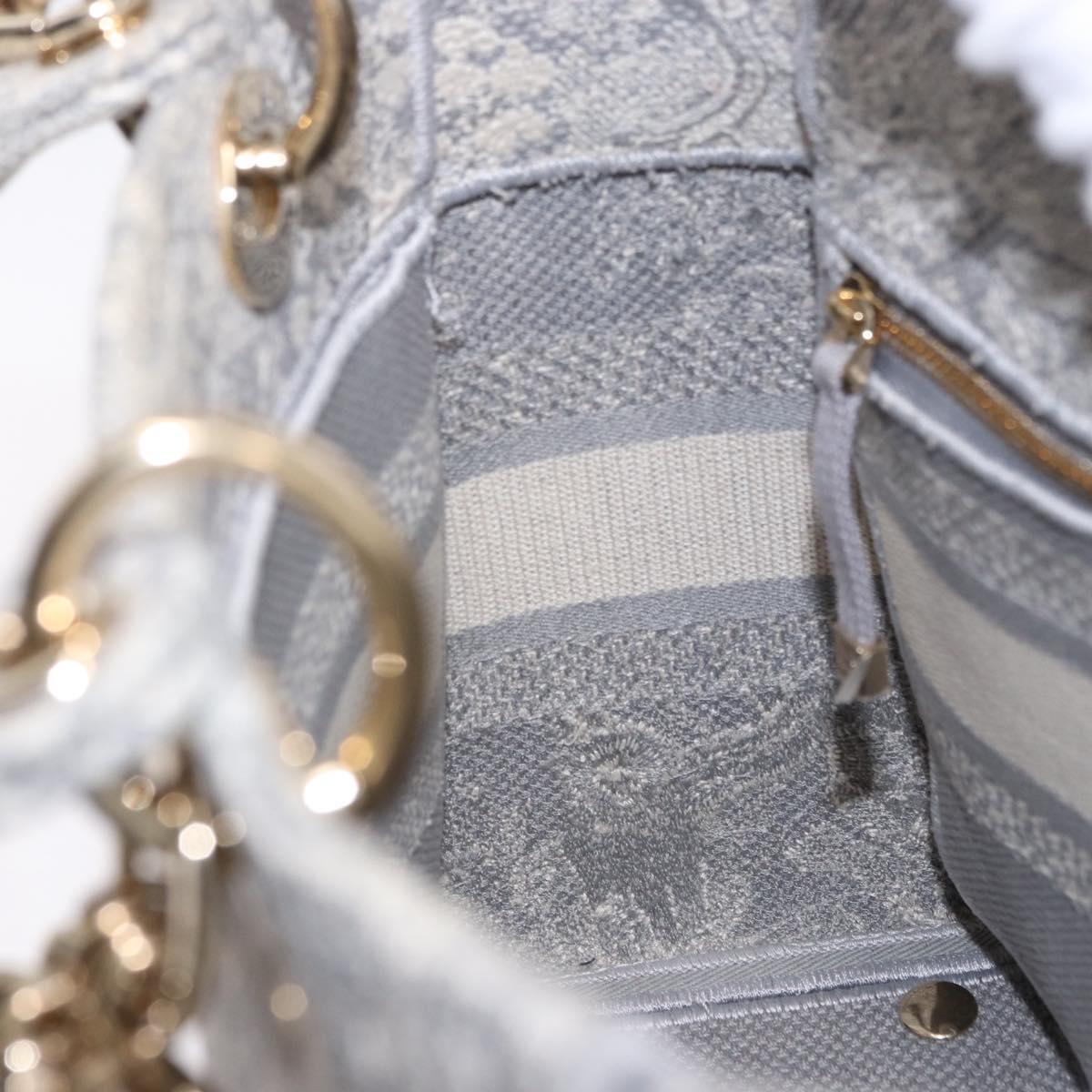 Christian Dior Lady Delight Hand Bag Canvas 2way Gray Gold Auth 199963SAM