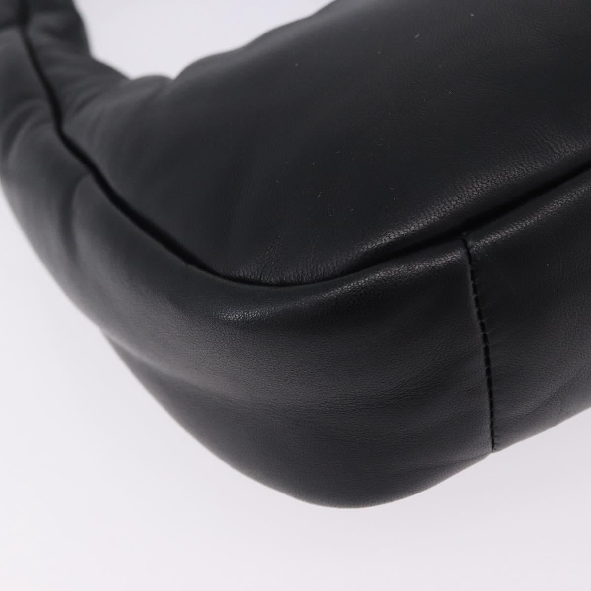 PRADA Hand Bag Soft Padded Nappa leather 2way Black Silver Auth 199964SAM