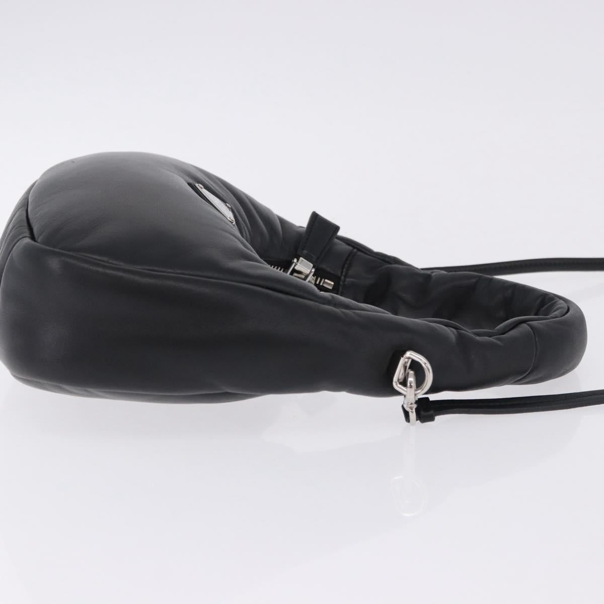 PRADA Hand Bag Soft Padded Nappa leather 2way Black Silver Auth 199964SAM